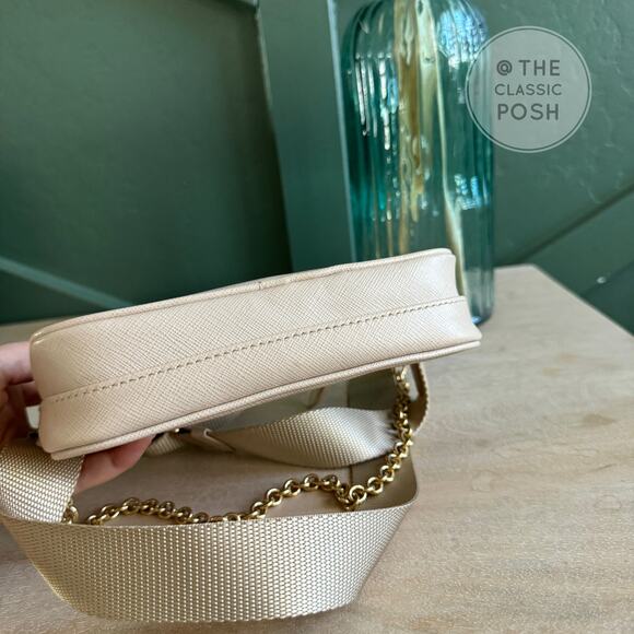 EUC Prada Re-edition Saffiano Mini Beige Crossbody Bag Gold HW - Picture 10 of 12